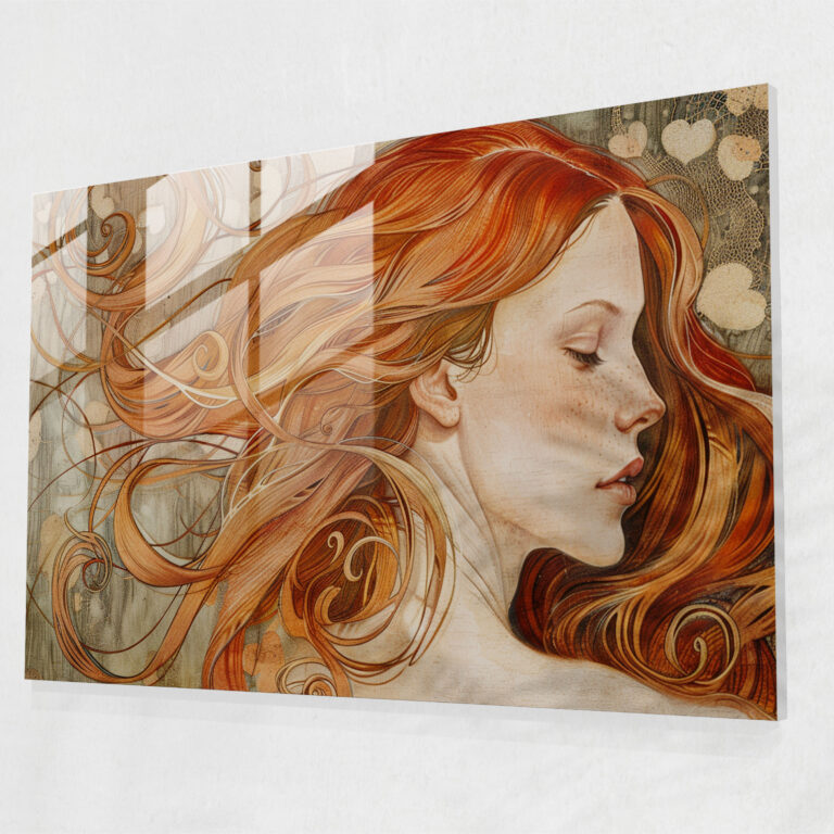 Pre-Raphaelite Brotherhood Modern Sanat - Zarif Kadın Portresi - Pre-Raphaelite Brotherhood Cam Tablo Modern Sanat Portre Sanatı