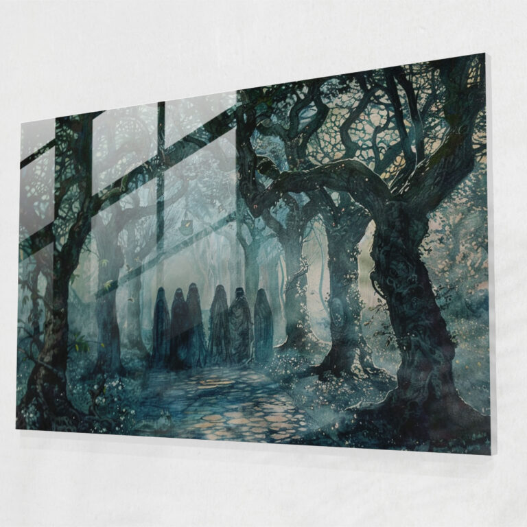 Gizemli Orman Cam Tablo Sanatı - Pre-Raphaelite Brotherhood Cam Sanatı