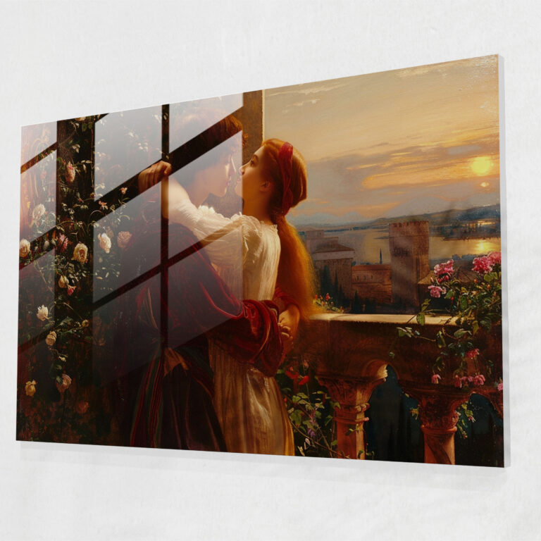 Pre-Raphaelite Brotherhood Ev Dekorasyonu - Romeo ve Juliet - Pre-Raphaelite Brotherhood Cam Tablo Duvar Dekorasyonu Cam Duvar Sanatı
