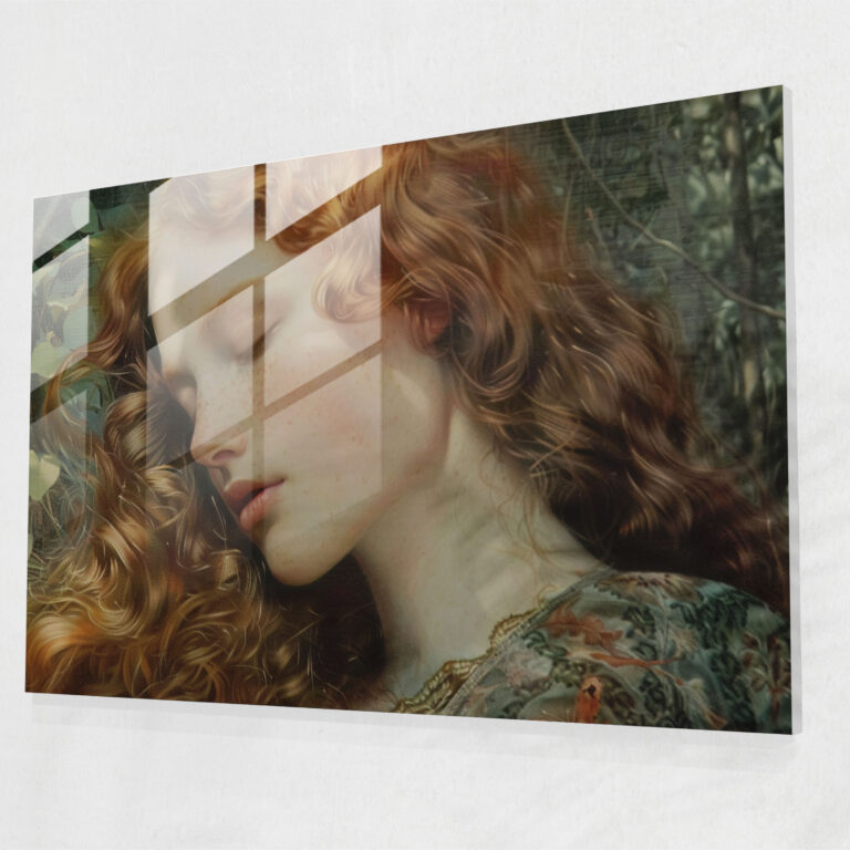 Dreamy Maiden Cam Tablo Ev Dekorasyonu - Ön-Raphael Kardeşliği Cam Tablo Modern Sanat