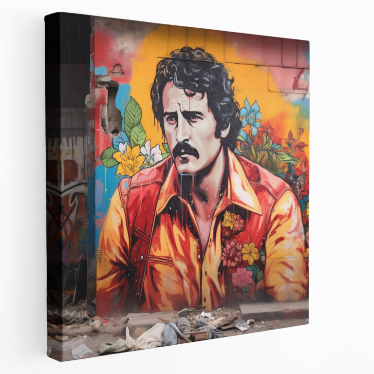 Pablo Escobar Duvar Süslemesi - Kanvas Tablo Kentsel Grafiti Duvar Sanatı