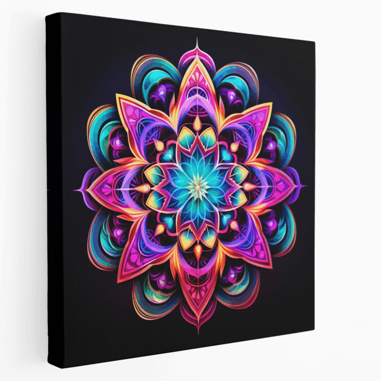 Psikedelik Neon Mandala Kanvas Tablo