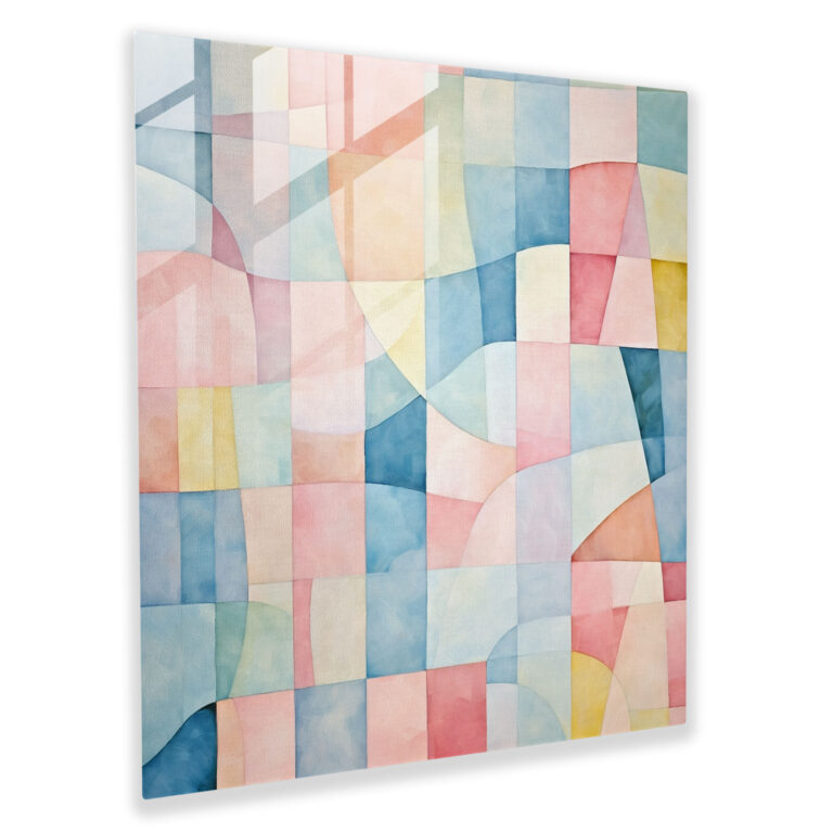 Pastel Uyumlu Mozaik Cam Tablo - Soyut Pastel Mozaik Duvar Dekorasyonu Uyum