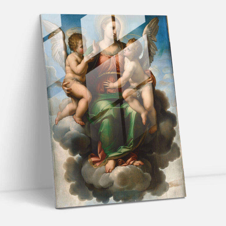 Raffaello Sanzio'nun Sistine Madonna Cam Tablosu - Modern Sanat Ev Dekorasyonu Cam Duvar Sanatı