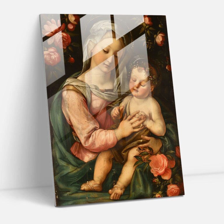 Huzur Veren Raffaello Sanzio Cam Tablo - Raffaello Sanzio Cam Tablo Uyum Aşk