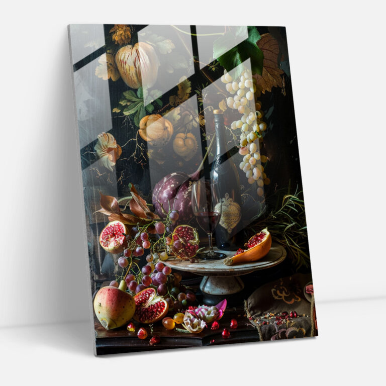 Raffaello Sanzio Still Life Cam Tablo Ev Dekorasyonu - Ev Dekorasyonu Detaylı İşçilik Cam Tablo
