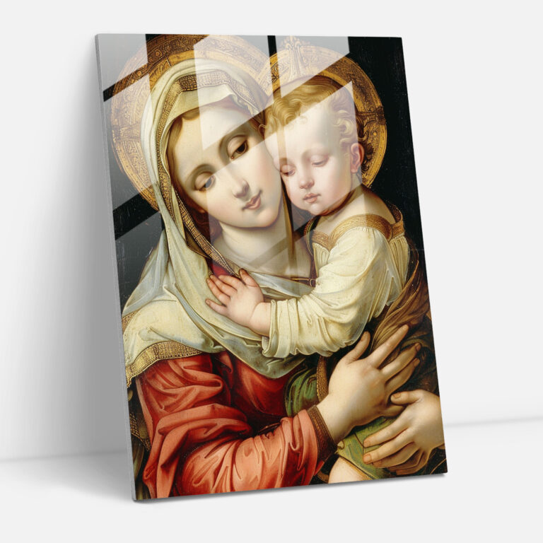 Raffaello Sanzio Cam Tablo Sanatı - Madonna Ev Dekorasyonu Cam Sanatı