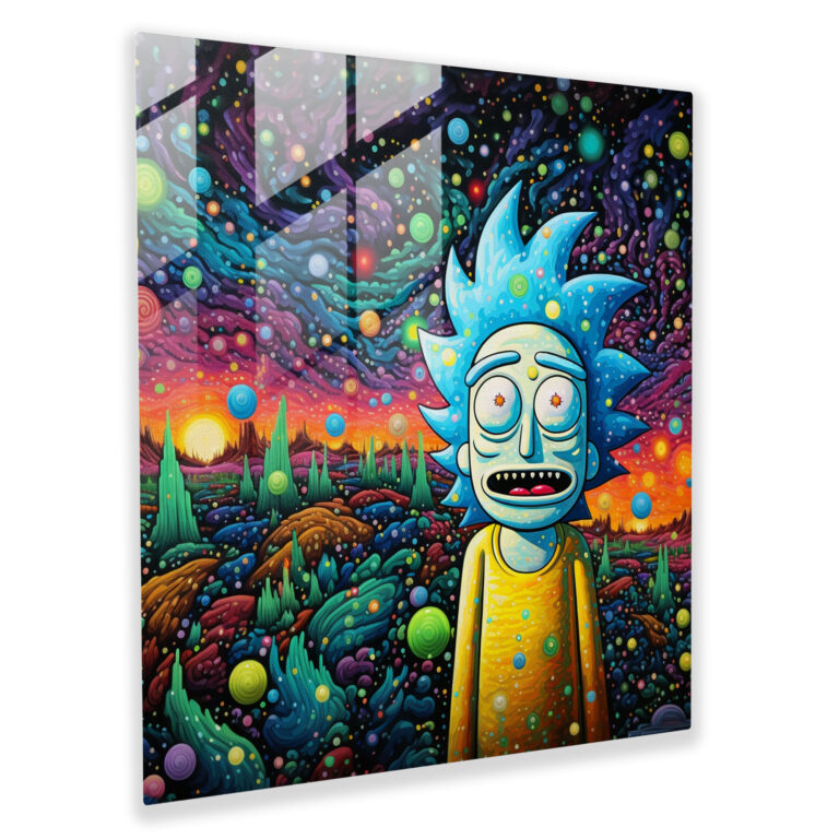 Dotted Wonders Cam Tablo - Rick ve Morty Noktacı Resim Cam Duvar Sanatı