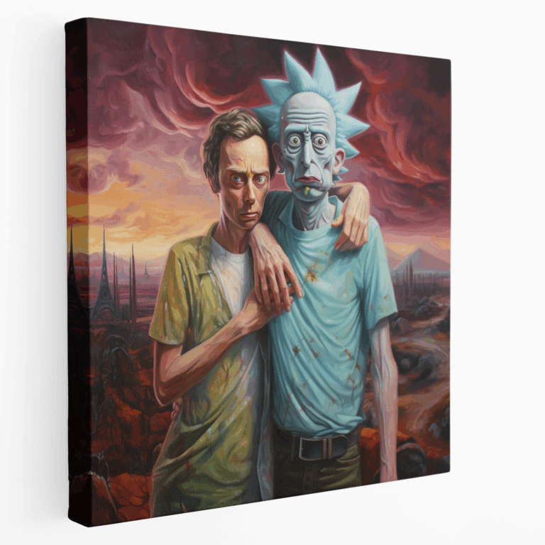 Duygusal Gerçekçi Yağlı Kanvas Tablo - Rick ve Morty ile Sonsuz Olasılıklar