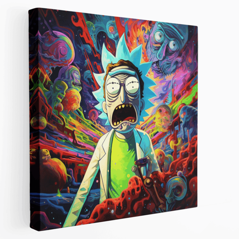 Retro Pop Art Rick ve Morty Kanvas Tablosu