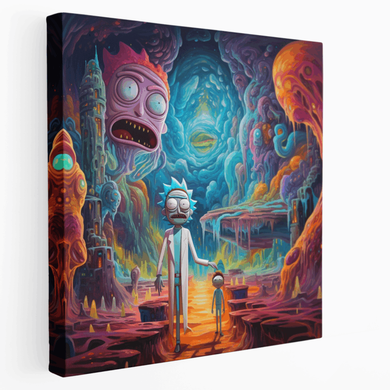 Sürrealist Rick ve Morty Kanvas Tablosu