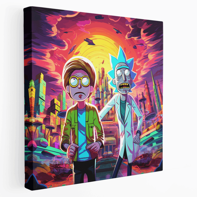 Retro Şehir Rick and Morty Kanvas Tablo