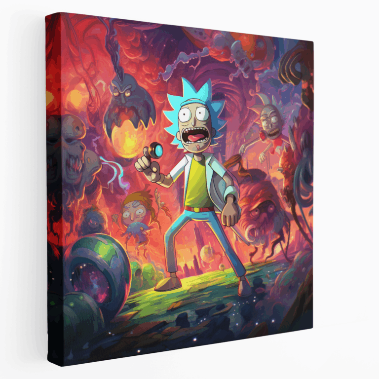 Boyut Atlama Temalı Rick ve Morty Kanvas Tablosu