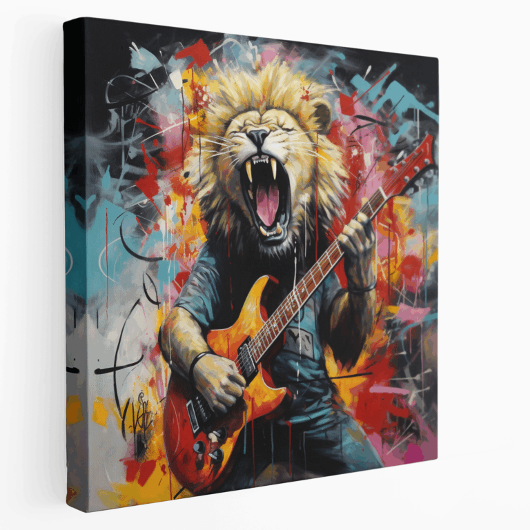 Rock and Roll Aslan Grafiti Kanvas Tablo