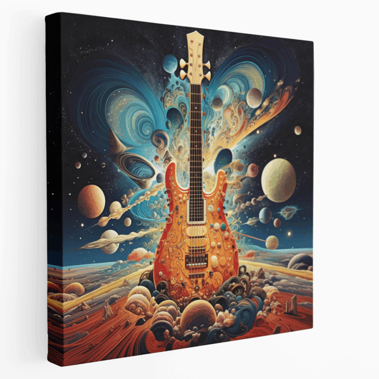 Kozmik Gitar Kolaj Kanvas Tablo Baskı