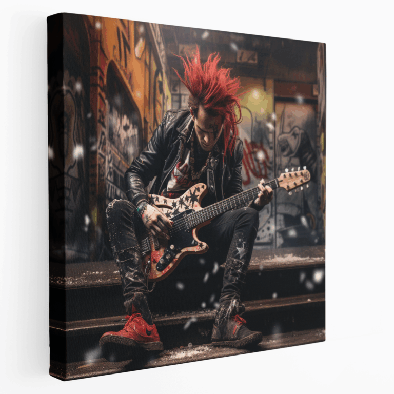 Sert Punk Rocker Kanvas Tablo Baskı