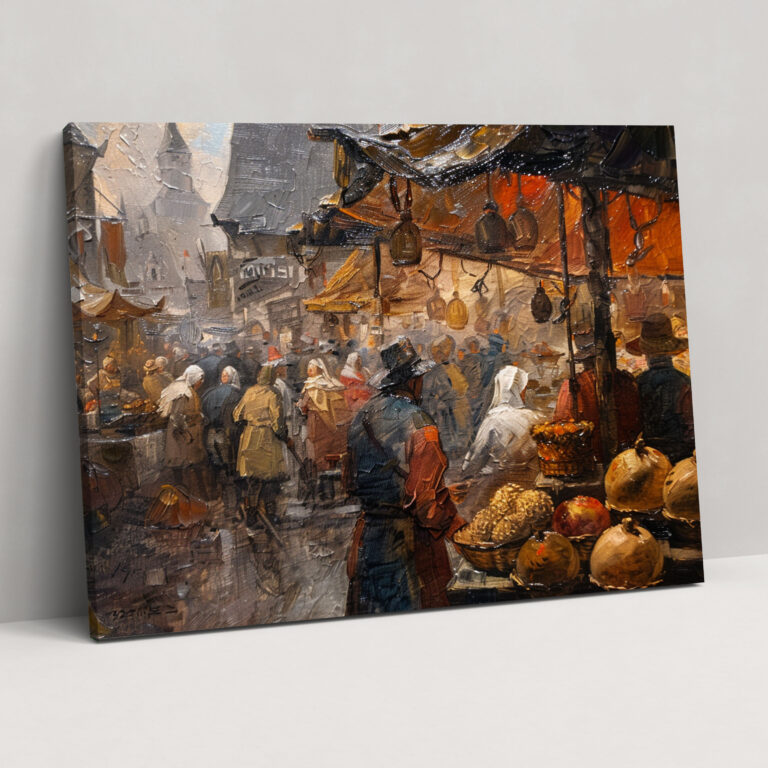 Rembrandt Pazar Sahnesi Kanvas Tablo - Rembrandt Duvar Sanatı Ev Dekorasyonu