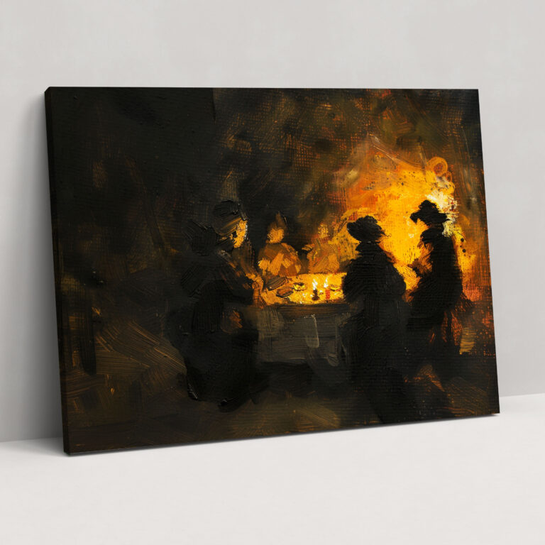Rembrandt Mum Işığında Sahne Kanvas Tablo - Rembrandt Kanvas Duvar Sanatı