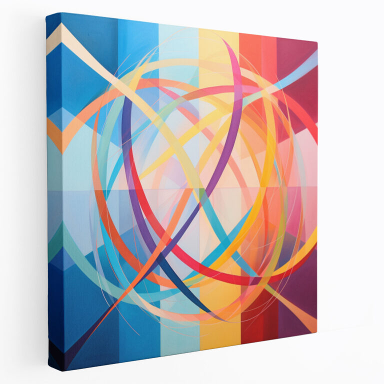 Geometrik Gökkuşağı Kanvas Tablo - Geometrik Soyut Resim Kanvas Tablo Kesişen Çizgiler