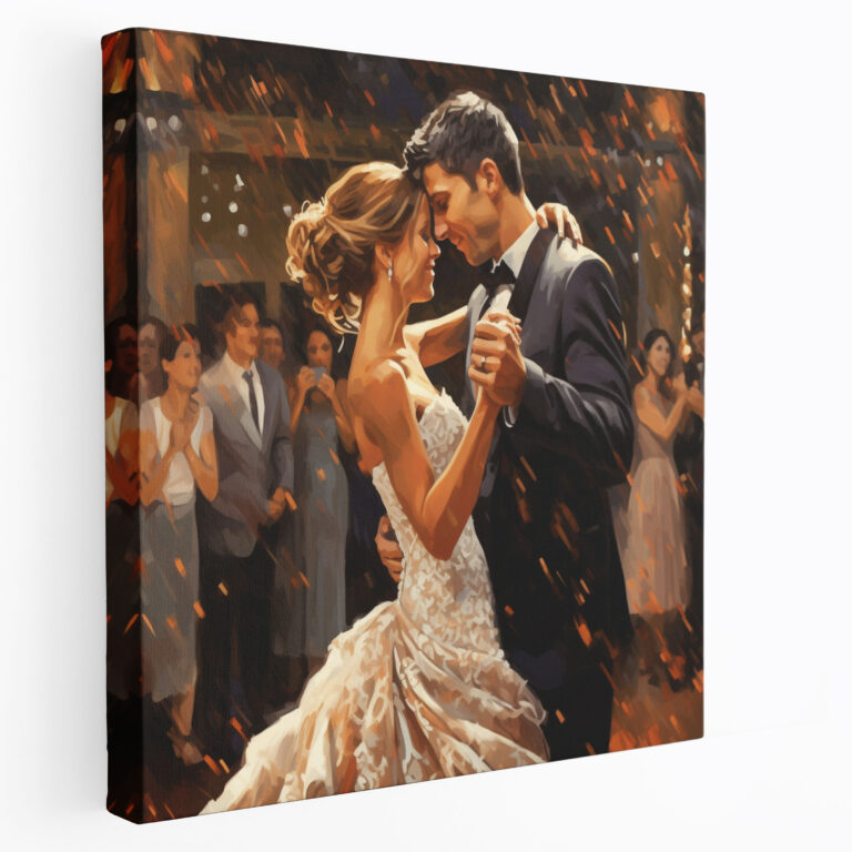 Romantik İlk Dans Duvar Sanatı - Dekoratif Duvar Süsleme Tablo Kanvas