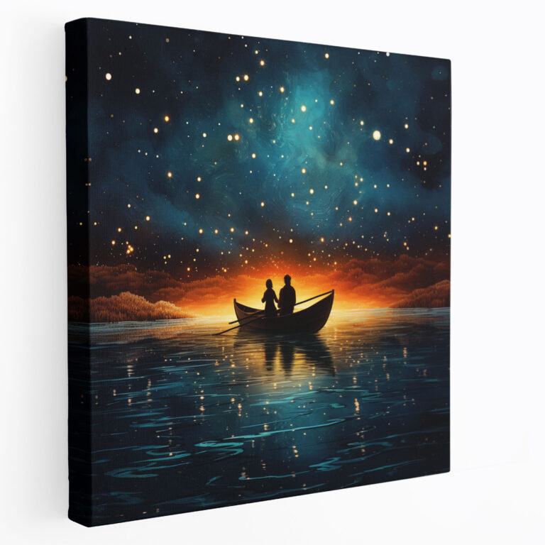 Romantik Yıldızlı Tekne Turu Duvar Sanatı - Romantik Sonsuz Aşk Sanat Kanvas Tablo