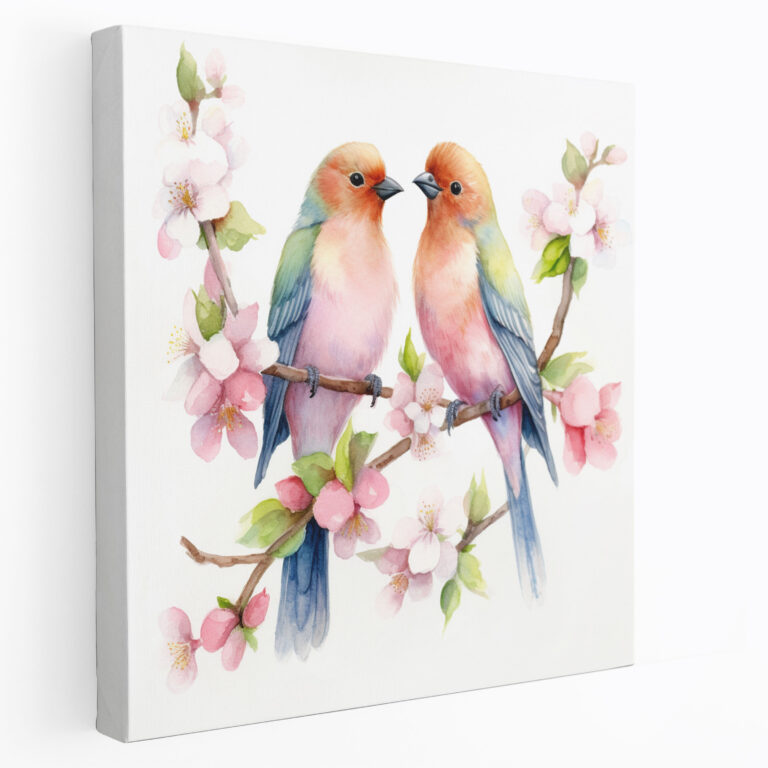 Romantik Aşk Kuşları Kanvas Tablo - Romantik Kanvas Bağlılık
