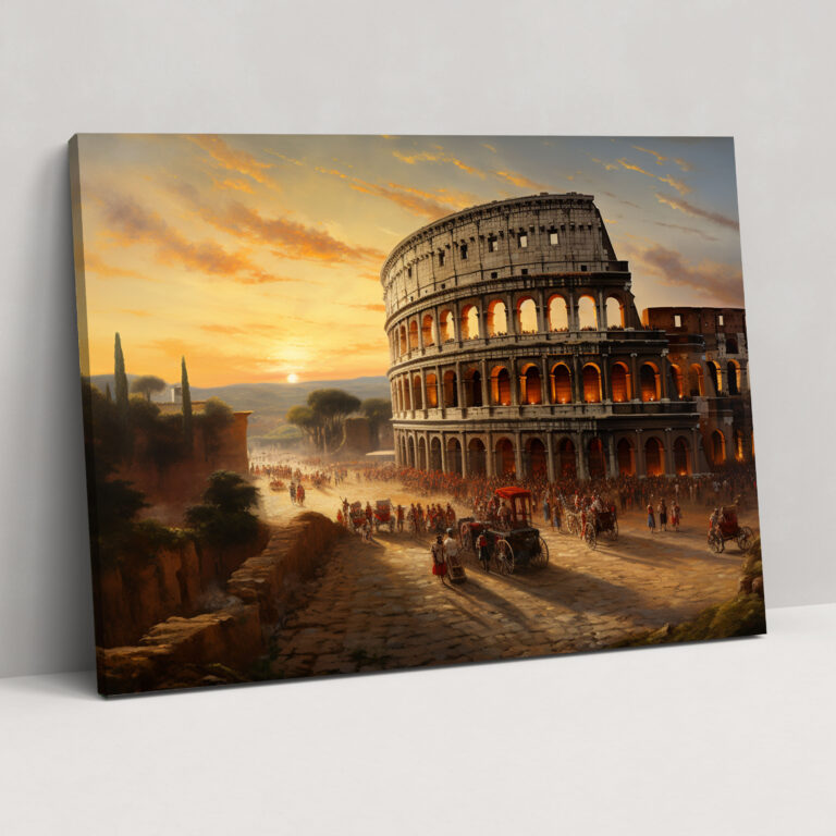 Roma Kolezyum Kanvas Tablo - Roma Günbatımı Duvar Sanatı