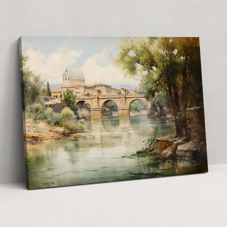 Huzurlu Tiber Nehri Kanvas Tablo - Roma Kanvas Klasik Yağlı Boya