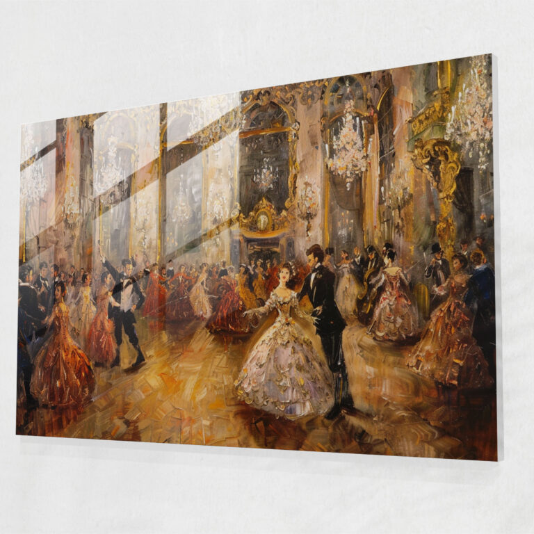 Rokoko Tarzı Resim Cam Tablosu - Rokoko Tarzı Resim Modern Sanat Cam Duvar Sanatı