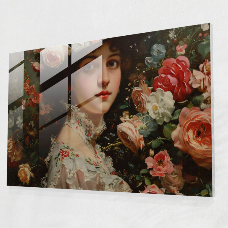 Rokoko Tarzı Tablo Cam Baskı - Rokoko Tarzı Tablo Modern Sanat Cam Baskı Duvar Dekorasyonu