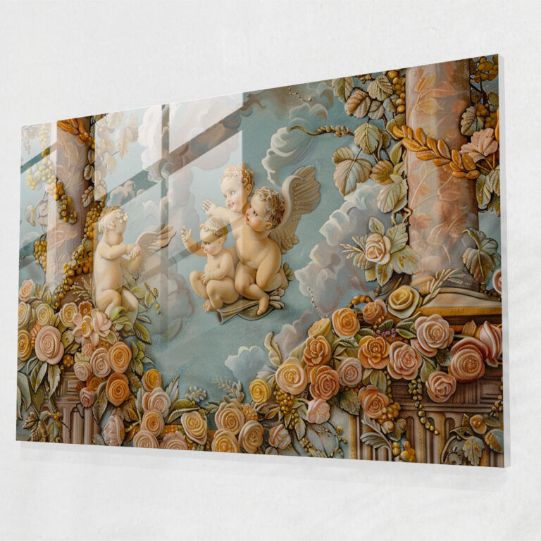 Rokoko Tarzı Tablo Ev Dekorasyonu - Modern Sanat Duvar Dekorasyonu Cam Tablo