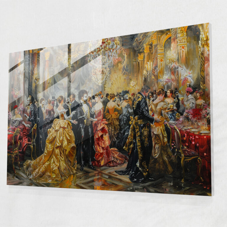 Rokoko Tarzı Resimli Cam Tablo Sanatı - Rokoko Tarzı Resim Modern Sanat Duvar Dekorasyonu Cam Tablo