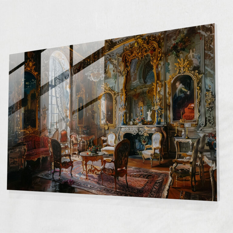 Rokoko Tarzı Resim Modern Sanat - Rokoko Tarzı Resim Cam Tablo Duvar Dekorasyonu Modern Sanat