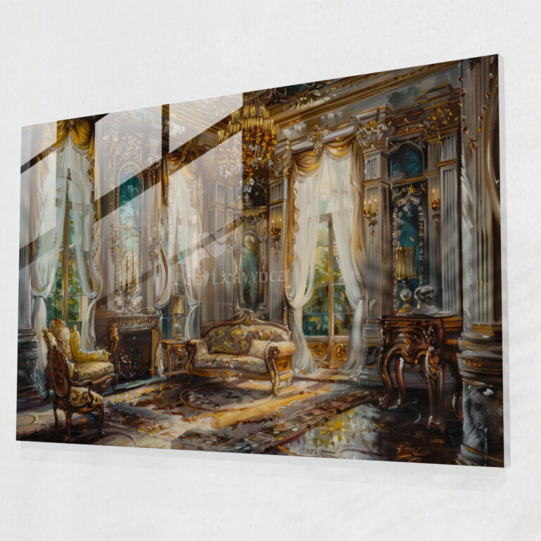 Rokoko Tarzı Tablo Ev Dekorasyonu - Rokoko Tarzı Tablo Cam Duvar Sanatı Modern Sanat Cam Tablo