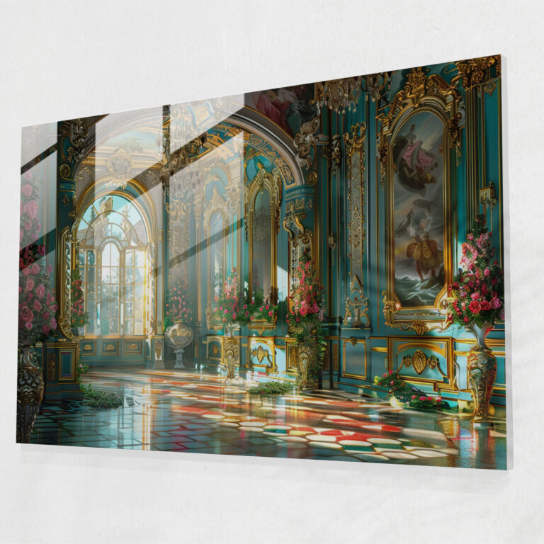 Rokoko Tarzı Resim Cam Tablo - Rokoko Tarzı Resim Cam Sanatı Duvar Dekorasyonu Modern Sanat