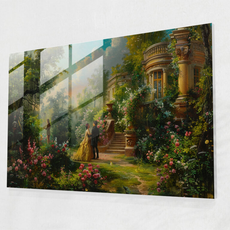 Romantik Rococo Tarzı Cam Duvar Sanatı - Rococo Tarzı Tablo Cam Tablo Cam Sanatı Modern Sanat