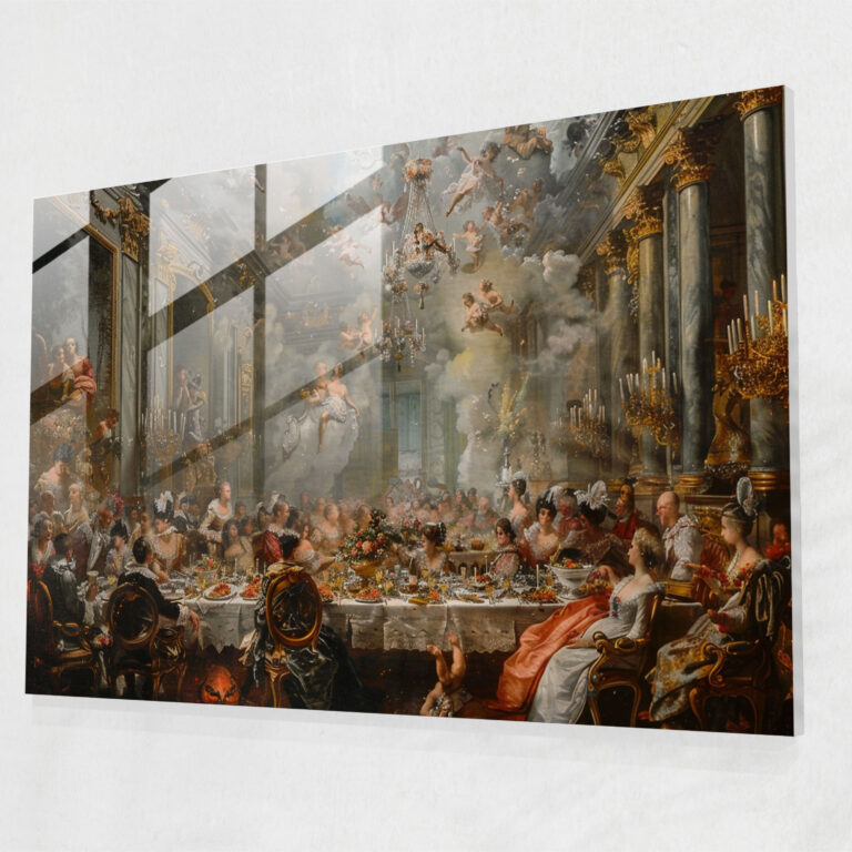 Lüks Rokoko Tarzı Duvar Dekorasyonu - Rokoko Tarzı Resim Modern Sanat Cam Tablo