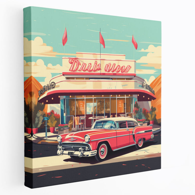 Retro Kanvas Duvar Sanatı: Vintage Diner Poster - Retro Duvar Dekorasyonu
