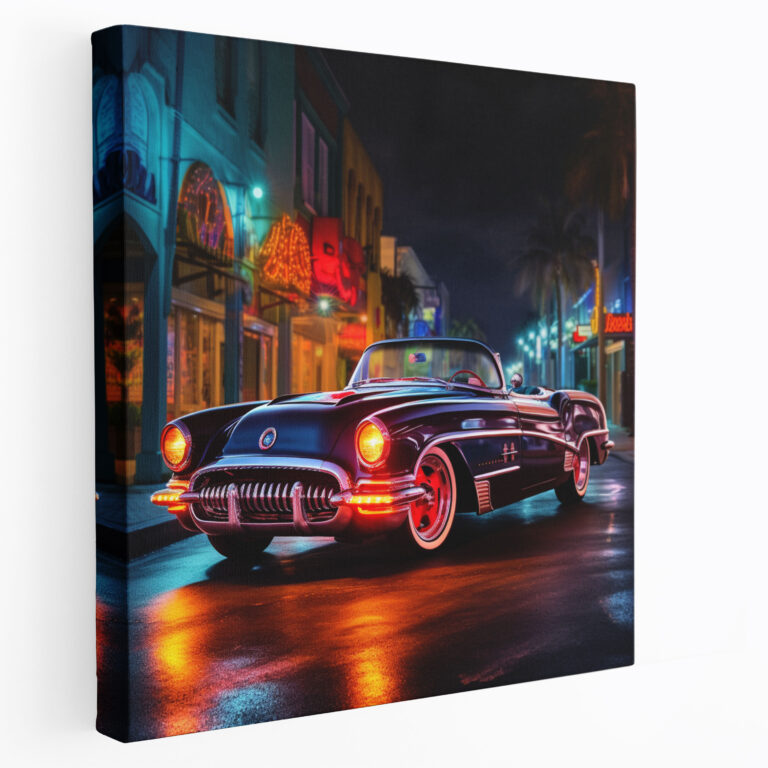 Retro Neon Işıklı Kanvas Tablo - Ev Dekorasyonu için Retro ve Neon Işıklı Tasarım