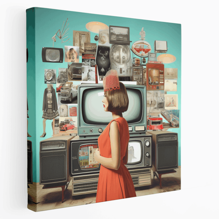 Retro TV Zamankapsülü Kanvas Tablo