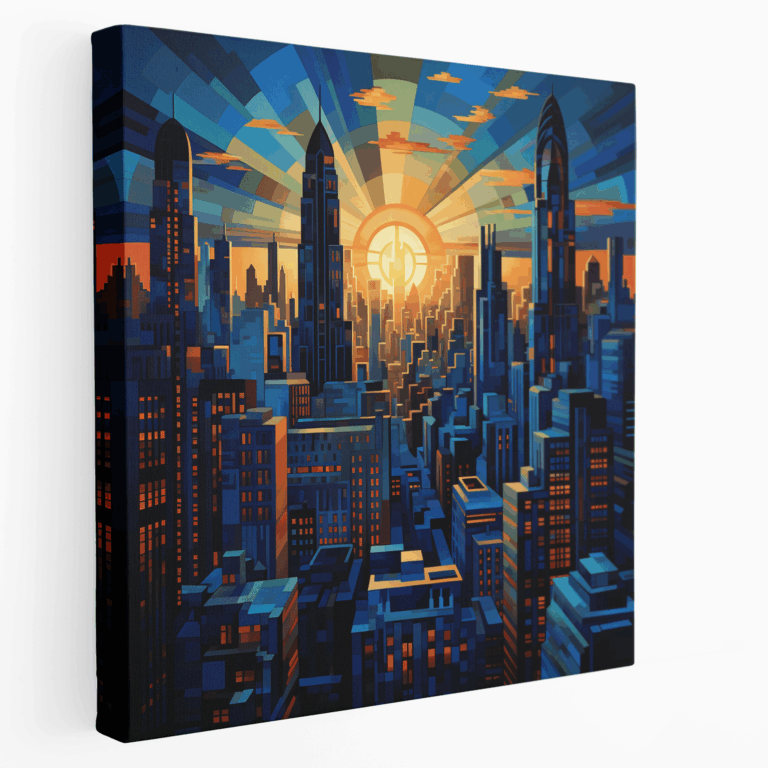 Art Deco Kent Manzaralı Kanvas Tablo
