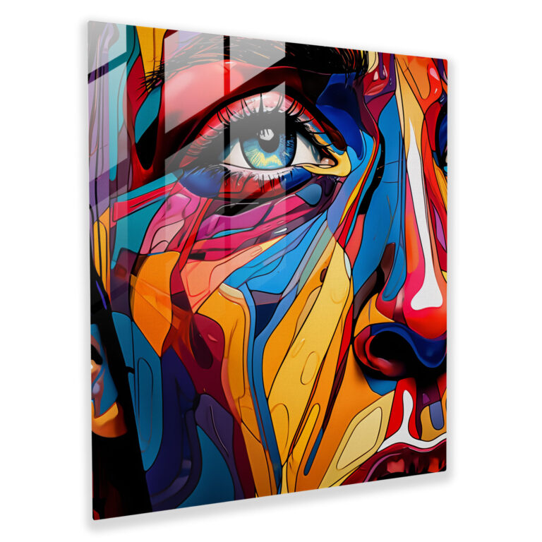 Scarface Pop Art Cam Tablosu - Yara İzi Yüzlü Adam Duvar Dekorasyonu Canlı Renkler