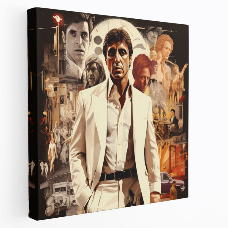 Scarface Filmi Sahne Kolajı Kanvas Tablo - Tony Montana Tasarımı
