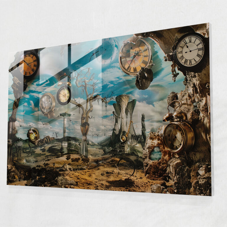 Sürreal Saatler ve Manzara Cam Sanatı - Salvador Dali Cam Sanatı Modern Sanat