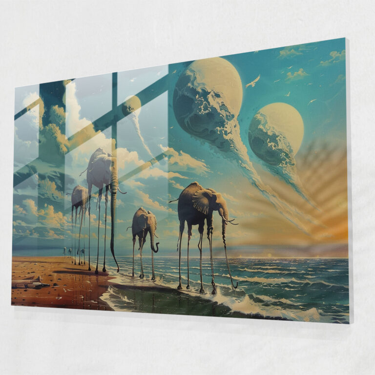 Rüya Gibi Fil Cam Tablosu - Salvador Dali Cam Sanatı Salvador Dali Tablosu