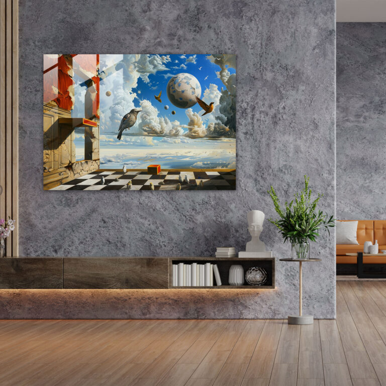 Sürreal Salvador Dali Cam Tablo - Salvador Dali Modern Sanat Sürrealizm Cam Tablo