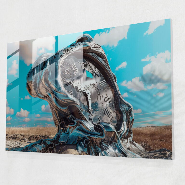 Sürreal Eriyen Saatler Cam Tablo - Salvador Dali Eriyen Saatler Cam Duvar Sanatı Duvar Dekorasyonu