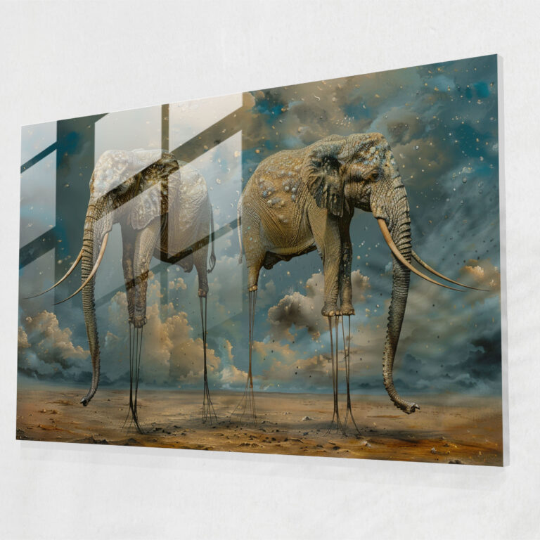 Rüya Gibi Fil Cam Tablo Sanatı - Salvador Dali Cam Tablo Rüya Gibi Duvar Dekorasyonu