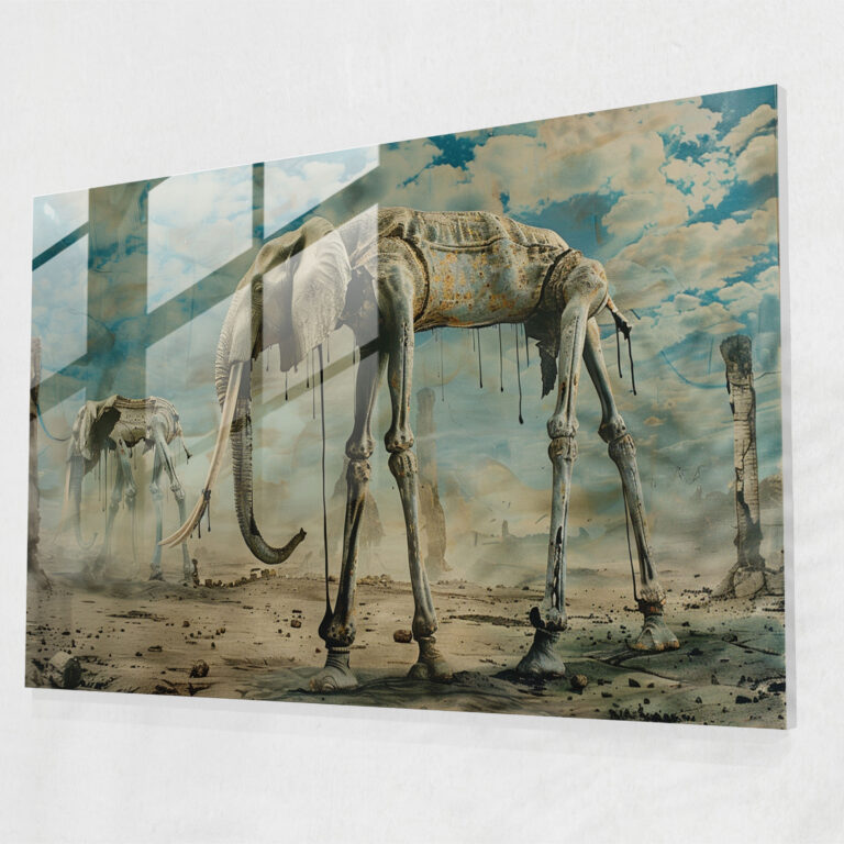 Rüya Gibi Fil Cam Tablosu - Salvador Dali Cam Tablo Modern Sanat