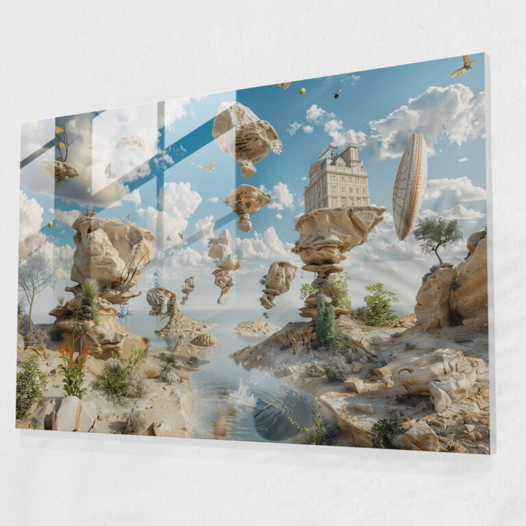 Sürreal Manzara Cam Tablo Sanatı - Salvador Dali Modern Sanat Cam Tablo